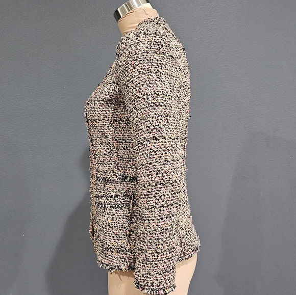 REBECCA TAYLOR Women Tweed Wool Blend Pink Multi Jacket 2 - Picture 5 of 10